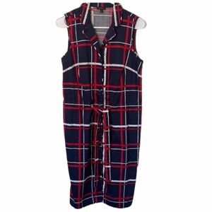 Talbots Nautical Coastal Rope Plaid Sleeveless Dress - Red, blue, white Size 8